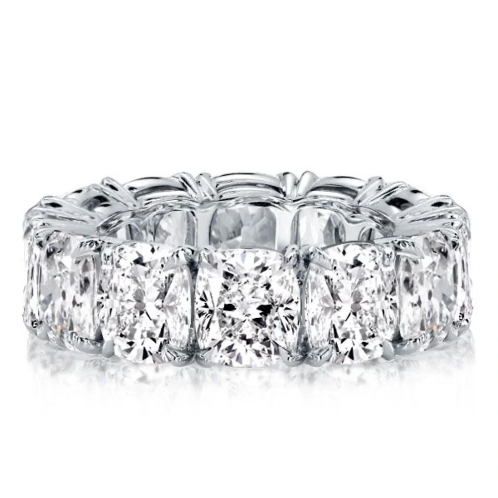 Platinum-Color Clear Eternity Band Ring - Picture 2 of 11